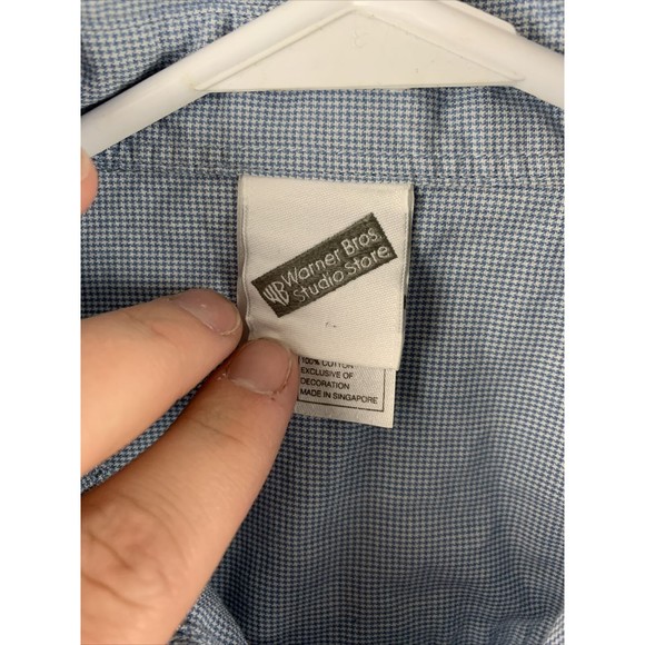 Vintage Warner Bros 1999 Looney Tunes Men’s XS Embroidered Blue Button Up Shirt - Picture 2 of 10